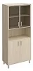 Офисный шкаф для документов двери стеклянные в алюминиевой рамке + ДСП без замка + ниша